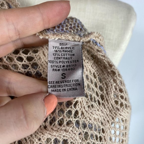 Blu Pepper Vintage Blue Tan V-Neck Sweater Sz S - Picture 8 of 9